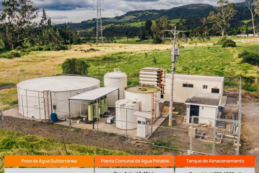 Pozo de agua subterránea y planta comunal de agua potable